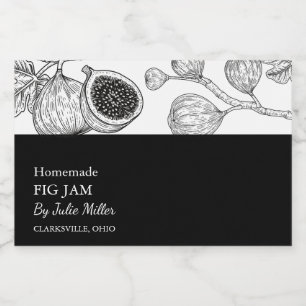 Simple Black & White Fig Jam Label