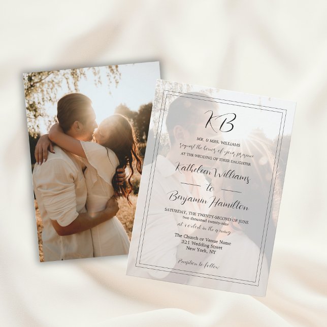 Simple Black White Formal Wording 2 Photo Wedding Invitation (Simple Black White Formal Wording 2 Photo Wedding Invitation
)