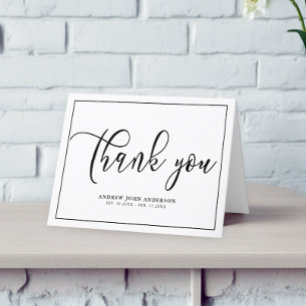 Simple Black & White Funeral Thank You Card