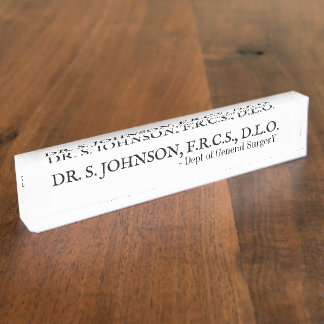 Simple Black & White General Surgen Doctor Address Nameplate