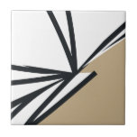 Simple Black White Gold Abstract Tile<br><div class="desc">This simple and elegant black, white and gold abstract ceramic tile is perfect for adding a touch of sophistication to any space. The minimalist design features a modern abstract pattern in black and white with accents of gold. Use it as a decorative accent in your kitchen, bathroom or any other...</div>