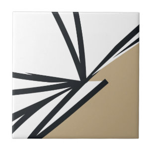 Simple Black White Gold Abstract Tile