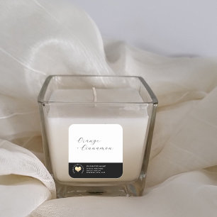 Simple black white gold heart candle square sticke sticker