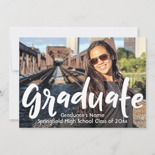 Simple Black & White Grad Announcement w/ Photo (Front)