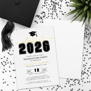 Simple Black White Graduation Party Gold