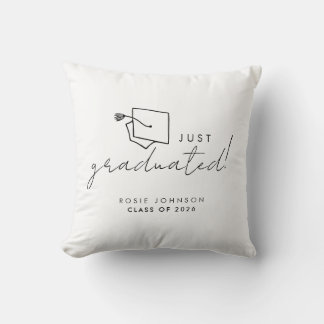 Simple Black & White Graduation Throw Pillow Gift