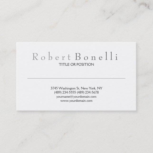 Simple Black White Grey Business Card (Front)