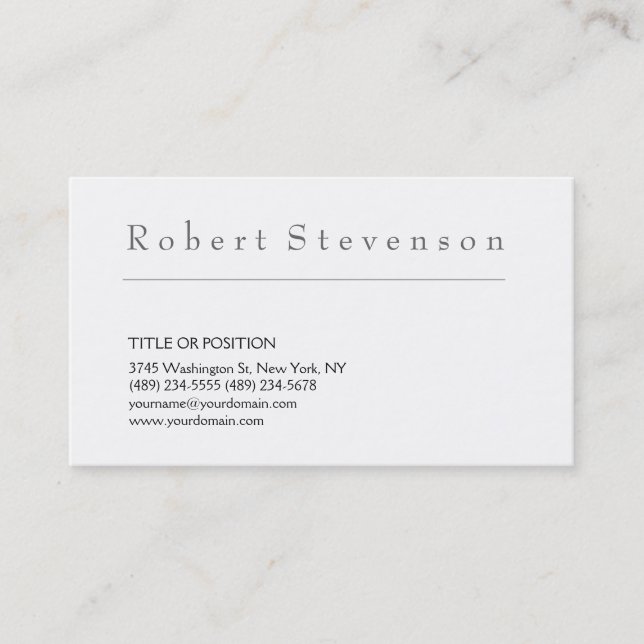 Simple Black White Grey Business Card (Front)