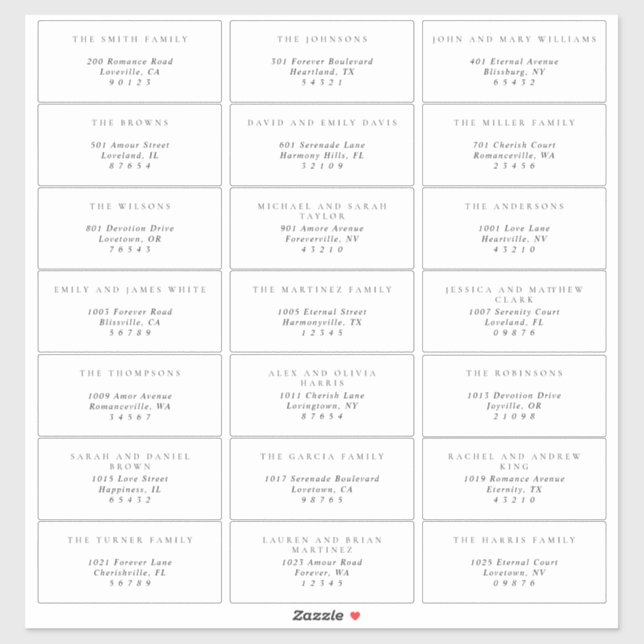 Simple Black & White Guest Address Labels (Sheet)