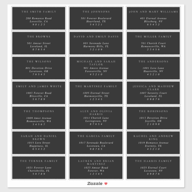 Simple Black & White Guest Address Labels (Sheet)