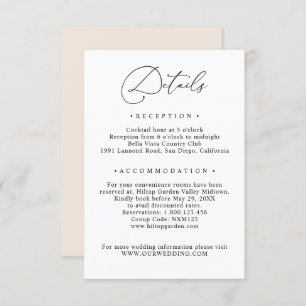 Simple Black & White Guest Info Wedding Details Enclosure Card