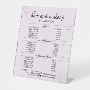 Simple black & white hair makeup salon price  pedestal sign