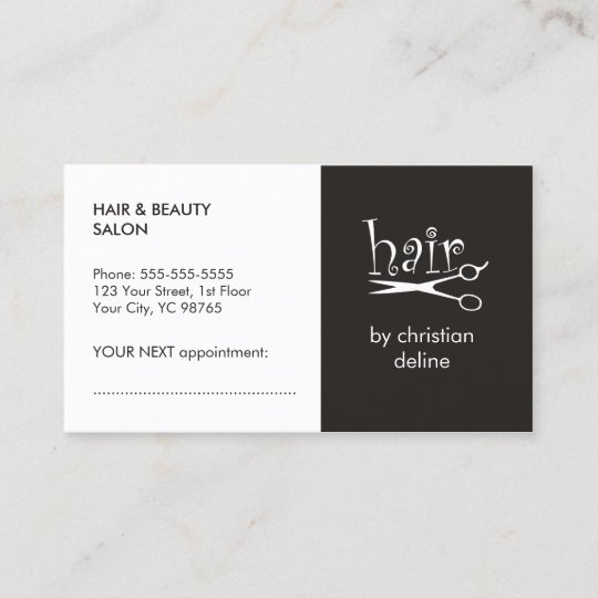 Simple Black White Hair Stylist Appointment Card Zazzle Co Uk