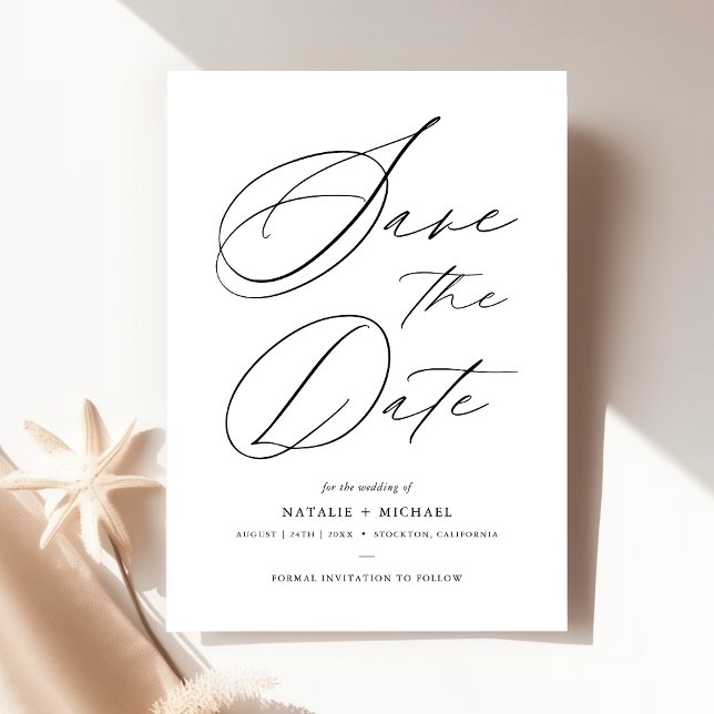 Simple Black & White Hand Lettered Script Wedding Save The Date (Creator Uploaded)