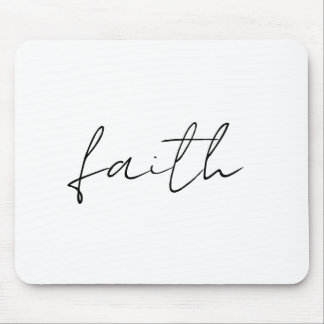 Simple Black White Hand Written Faith Art Mouse Mat