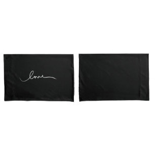 simple black white handwritten love  pillowcase