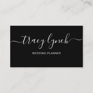 Simple Black White Handwritten Script Calligraphy Business Card