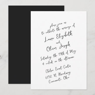 Simple Black & White Handwritten Script Wedding Invitation