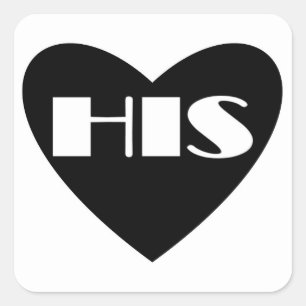 Simple black white heart his sticker labels