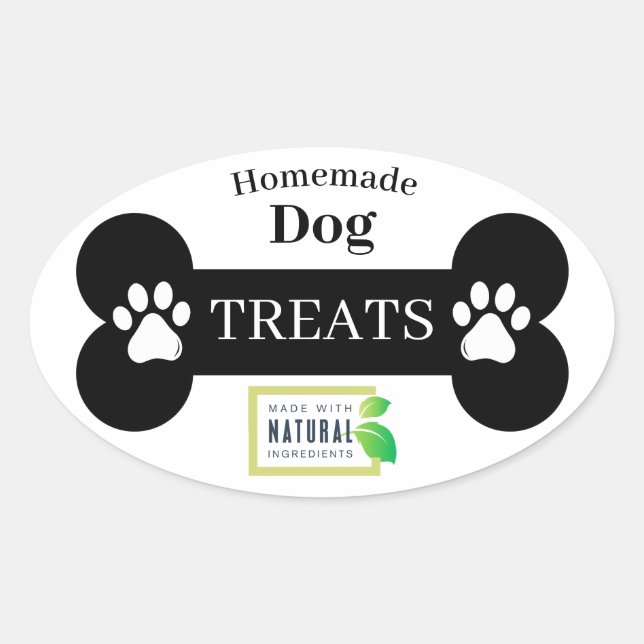 Simple Black & White Homemade Dog Treat Label (Front)