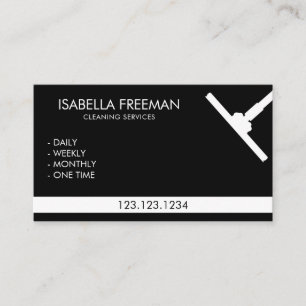 Simple Black & White Housekeeper Cleaning Service Business Card