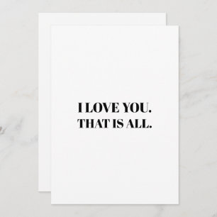 Simple Black White I Love You Valentine's Day Holiday Card