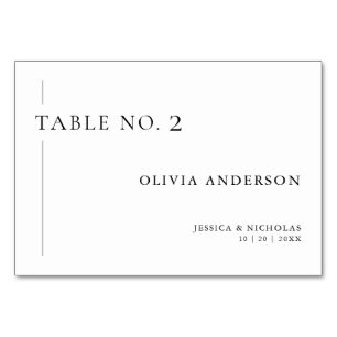 Simple Black & White Individual Guest Name Wedding Table Number