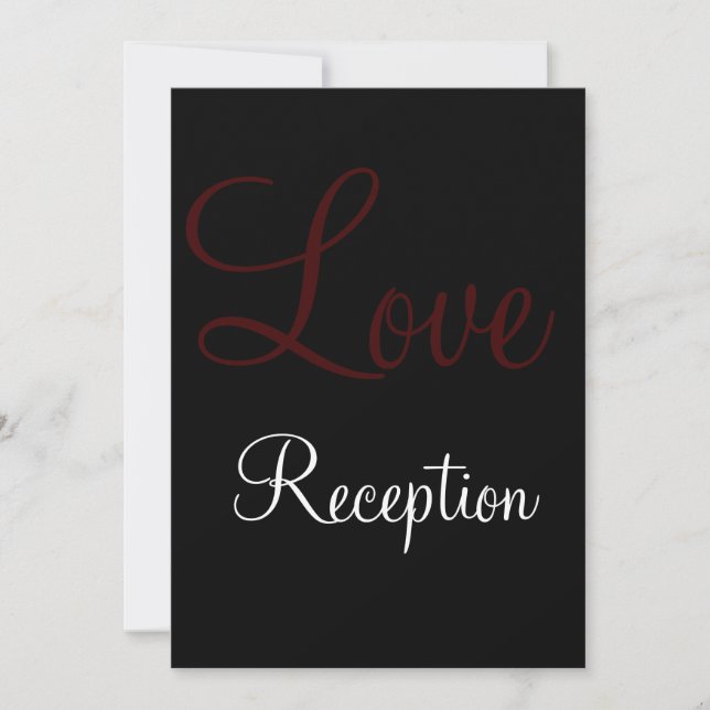 Simple Black, White Initial Wedding Reception Card (Front)