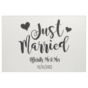 Simple black/white Just Married car sign Fabric