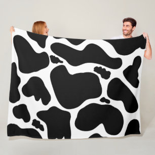 Simple Black & white Large cow spots Animal print Fleece Blanket