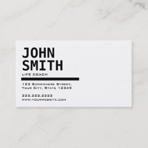 Simple Black & White Life Coach Business Card