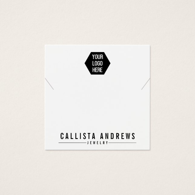 Simple Black White Logo Necklace Display Card (Front)