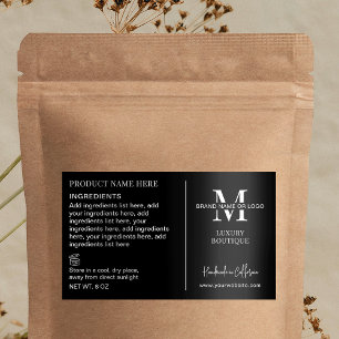 Simple Black & White Logo Product Ingredients Rectangular Sticker