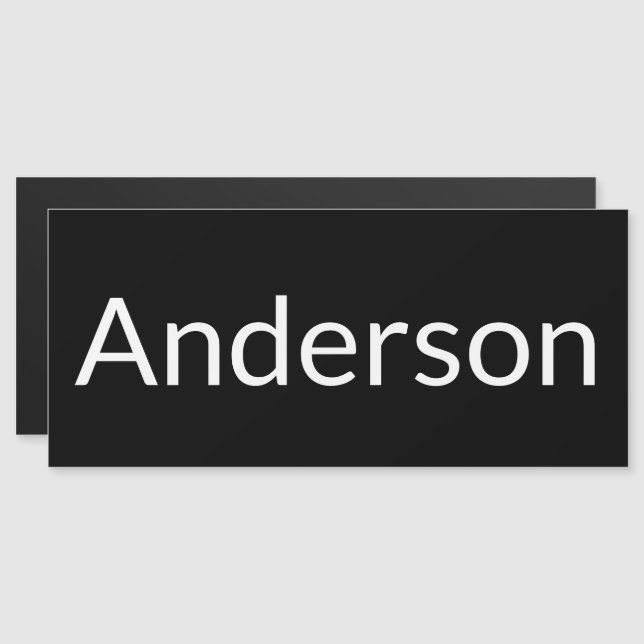 Simple Black White Mailbox Last Name Plate Magnet (Front/Back)