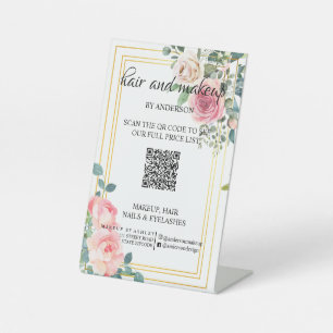 Simple black & white makeup digital QR price Pede Pedestal Sign