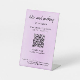 Simple black & white makeup digital QR price  Pedestal Sign