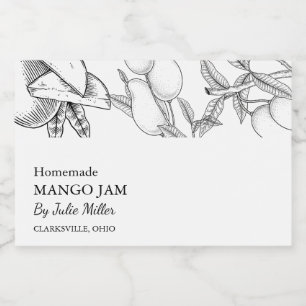 Simple Black & White Mango Jam Label