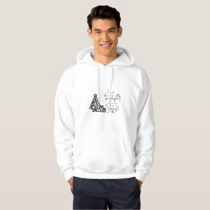 Simple Black White Merry Christmas Trees Quote Hoodie
