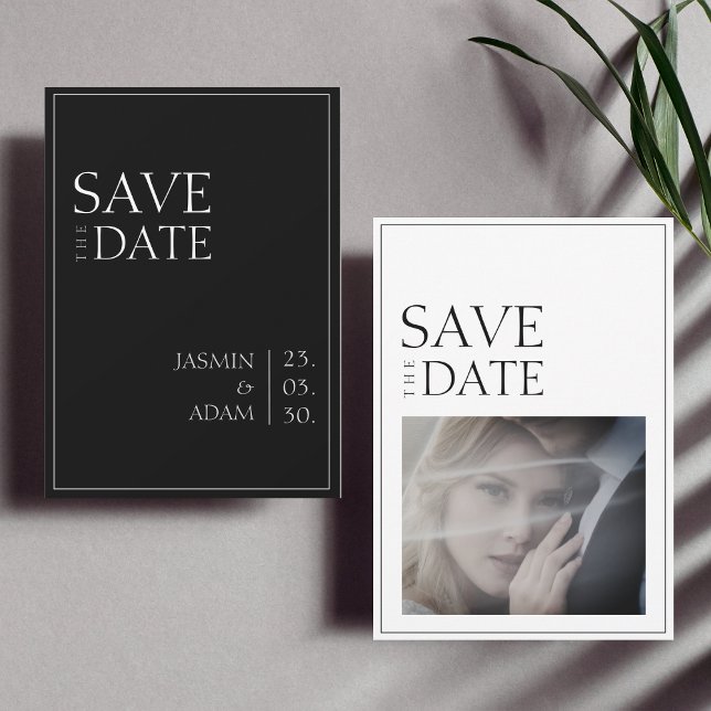 Simple Black White Minimal Photo Wedding Save The Date (Creator Uploaded)