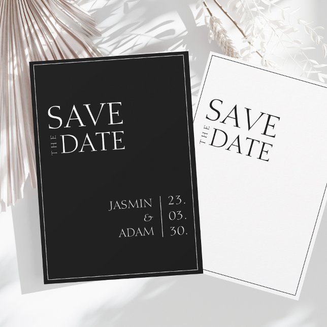 Simple Black White Minimal Typography Wedding Save The Date (Creator Uploaded)