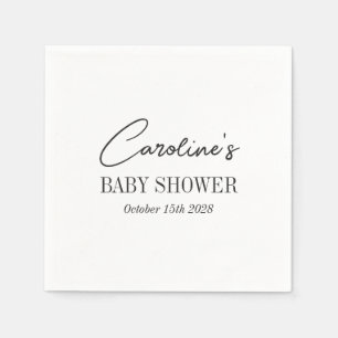 Simple Black White Minimalist Custom Baby Shower Napkin