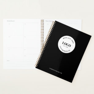 Simple Black White Minimalist Custom Logo Branded Planner