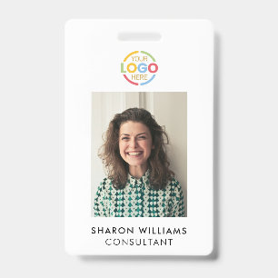Simple Black White Minimalist Employee Photo ID Badge