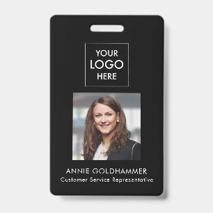 Simple Black & White Minimalist with Photo ID Badge