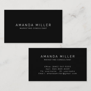 Simple Black White Modern  Business Card