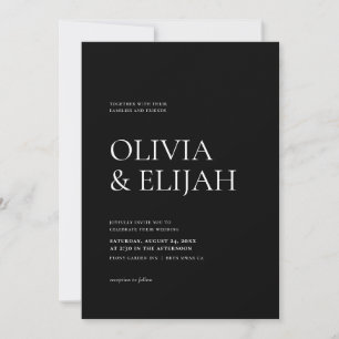 Simple Black & White Modern Formal Wedding Invitation