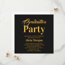 Simple Black White Modern Grad Party Card