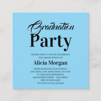 Simple Black White Modern Grad Party Card