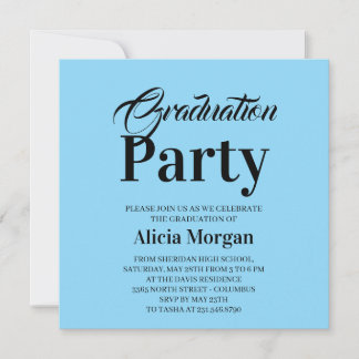 Simple Black White Modern Grad Party Card