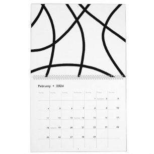 Simple black white Modern Minimalistic Abstract  Calendar
